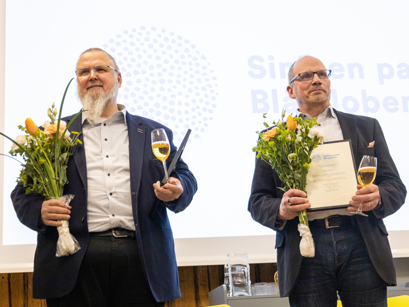 Ali Harlin ja Petri Alava palkintojenjakotilaisuudessa.